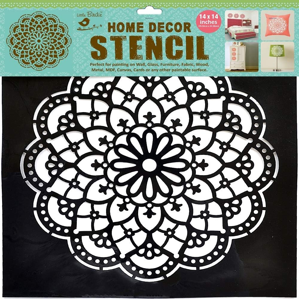 Little Birdie Stencil Floral Delight- 14 x 14Inch, 1 Piece
