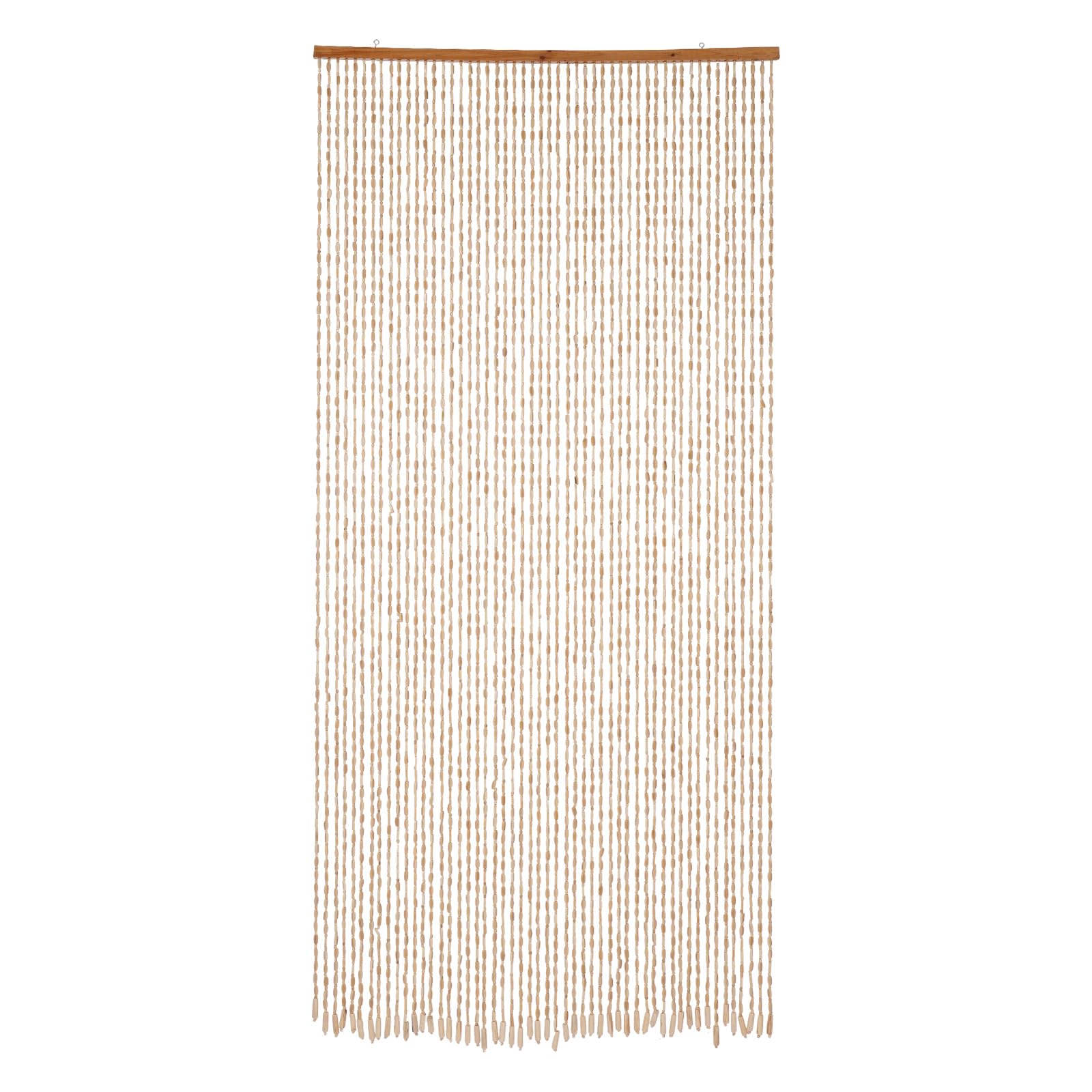 Rideau de porte rétro en perles de bois - 52 lignes - Rideau de porte en perles de bois - Rideau anti-mouches - Rideau de séparation en fil de bambou - 200 x 90 cm