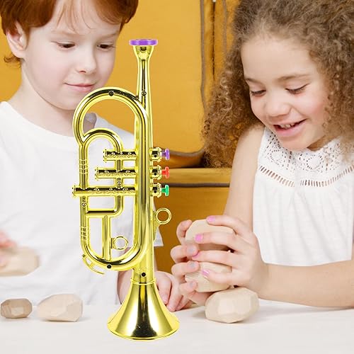 Miniatura 8 de STOBOK Trompeta de juguete de trompeta para niños, instrumentos de viento y latón Instrumentos musicales para niños Recuerdos de fiesta Herramienta