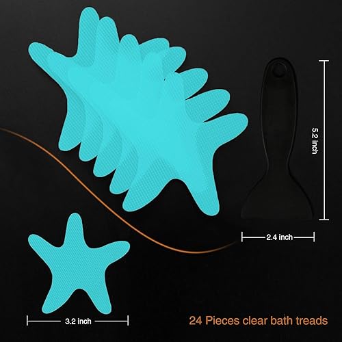 Miniatura 4 de Calcomanías antideslizantes para ducha, 24 calcomanías adhesivas de seguridad para tina con raspador de primera calidad para bañera, ducha,