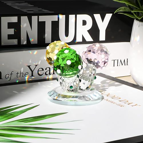 Miniatura 2 de Coloridas figuras de adorno de hongos de cristal, escultura de seta de cristal, centro de mesa de pisapapeles de vidrio coleccionable, centro de