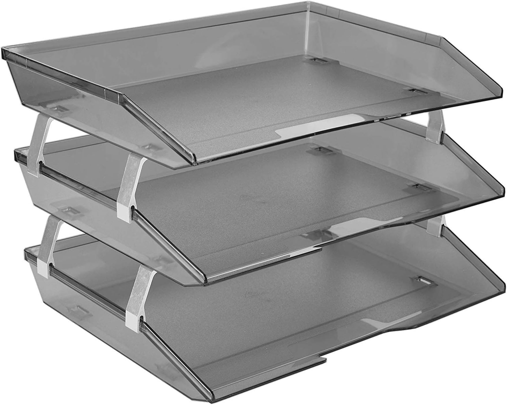 Acrimet3 Tier Side Load Letter Tray Facility, Desktop File Organizer, A4 Letter Size Paper Organizer, Minimalist Storage Solution Paper Tray for Office, Home, Classroom (Plastic, Clear Smoke Color)
