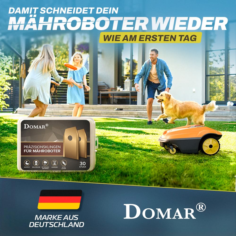 Langlebige Mähroboter Messer inkl. Schrauben I Verbesserte Messer kompatibel mit Rasenrobotern von Husqvarna Automower, Gardena, Yard Force I 30 Ersatzmesser Klingen