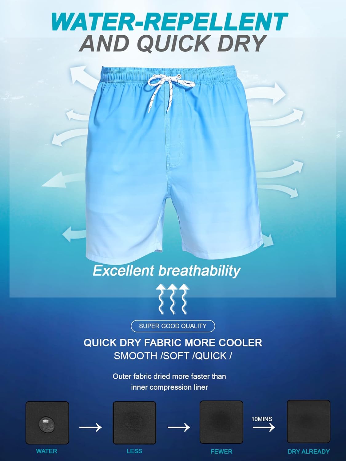 SILKWORLD Mens Swim Trunks with Compression Liner 2 in 1 Quick Dry Bathing Suit Beach Shorts with Zipper Pockets thumbnail