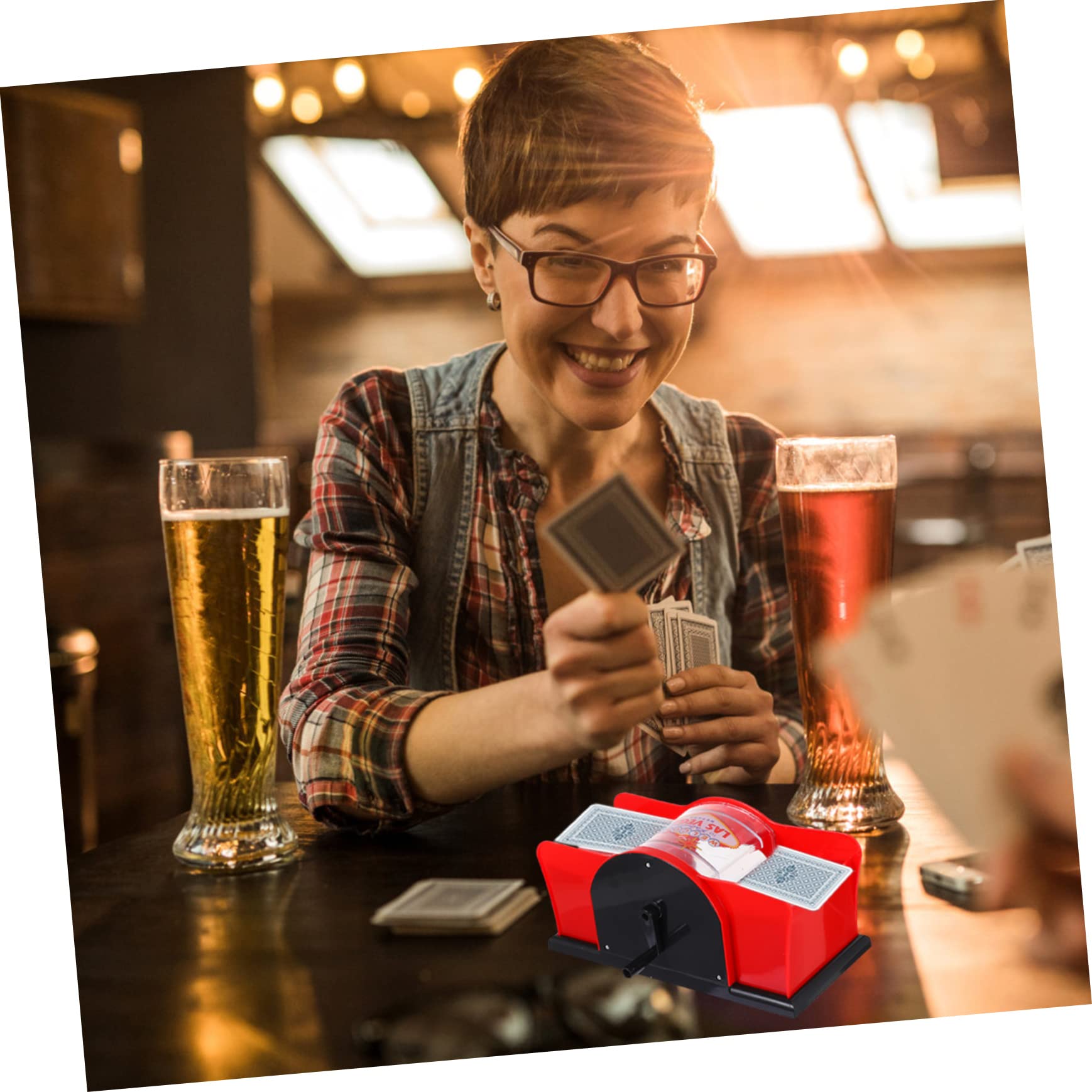 KONTONTY Card Machine Manual Tool Sturdy Plastic Easy Crank Rotation Ideal for Parties