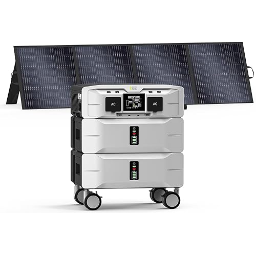 IEE 5120Wh Portable Power Station with 200W Solar Panel, SP5000120/240V 5000W(Peak 9000W) AC Output Solar Generator, Expandable Capacity, LFP Battery Backup for Home Use, Power Outages, RVs