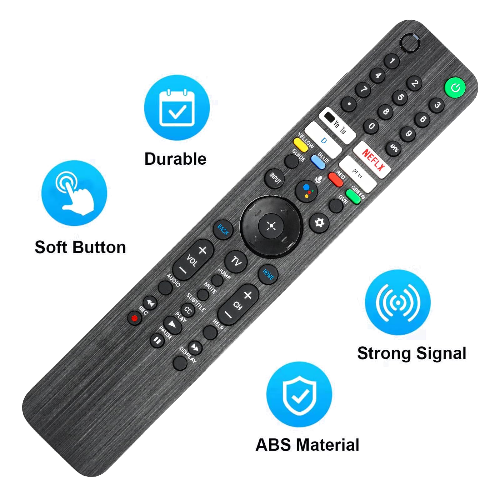 Télécommande vocale RMF-TX520U MG3-TX520U compatible avec Sony Smart TV KD-43X KD-50X XR-50X XR-55ARB Series avec contrôleur de remplacement de touches YouTube Netflix Prime Video