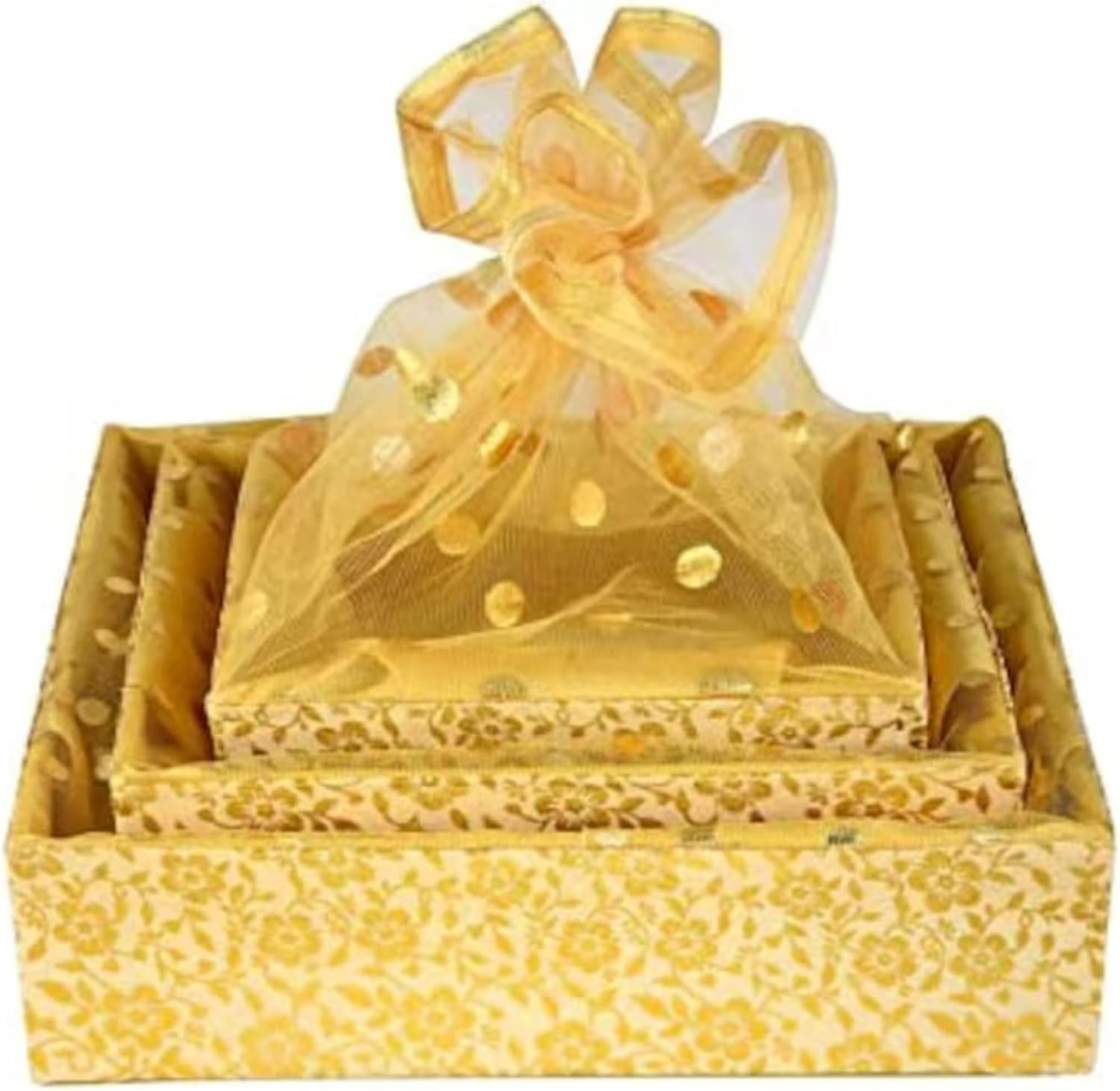 IGH Handmade Dry Fruit Gift Hamper Basket Set - Gourmet Packing for Weddings, Festivals, and Thoughtful Return Gifts (Yellow)