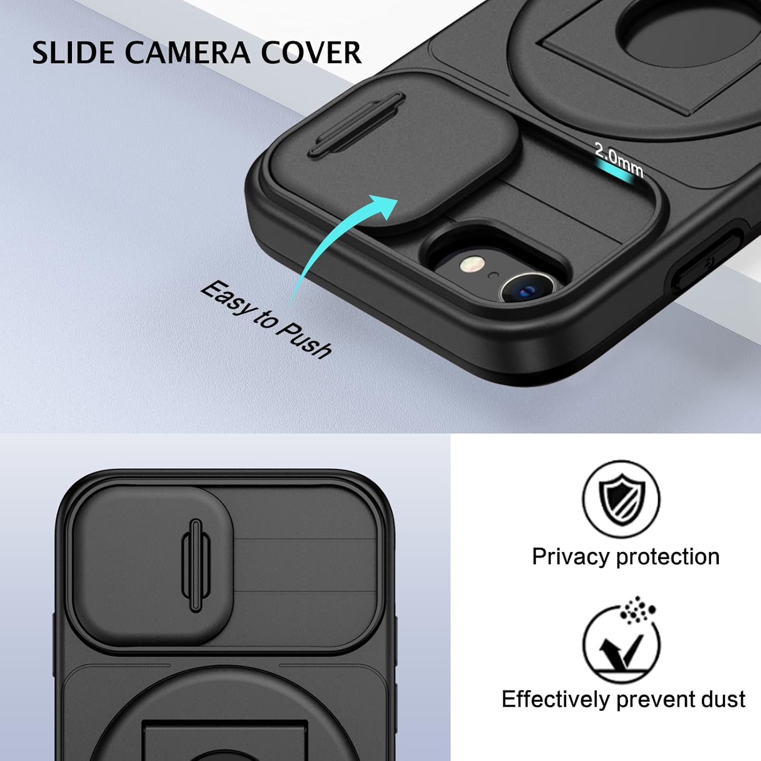 BENTOBEN for Magnetic iPhone SE Case 2022/2020, iPhone 7/8 Case [Compatible with Magsafe] Kickstand Ring Holder Translucent Design Shockproof Protective Bumper Girls Women Boys Men Magnet Cover, Black - Image 9