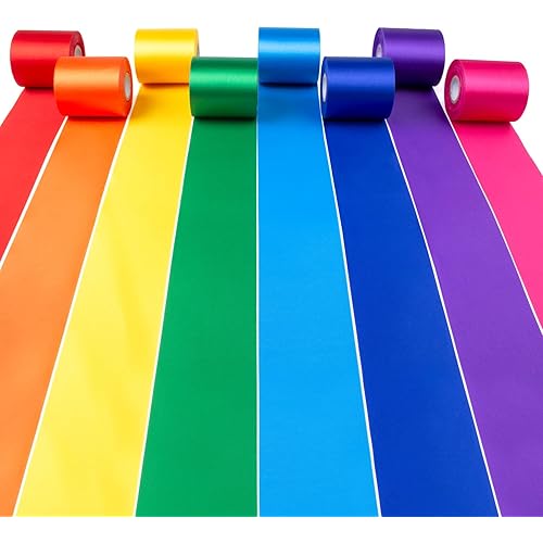 Rainbow Satin Ribbon - 87.5 Yds 2 Inch Wide Colorful Ribbon Rolls Assortment for Gift Wrapping, DIY Crafts, Tassel Garland, Fiesta Party, Classroom, Outdoor Decorations