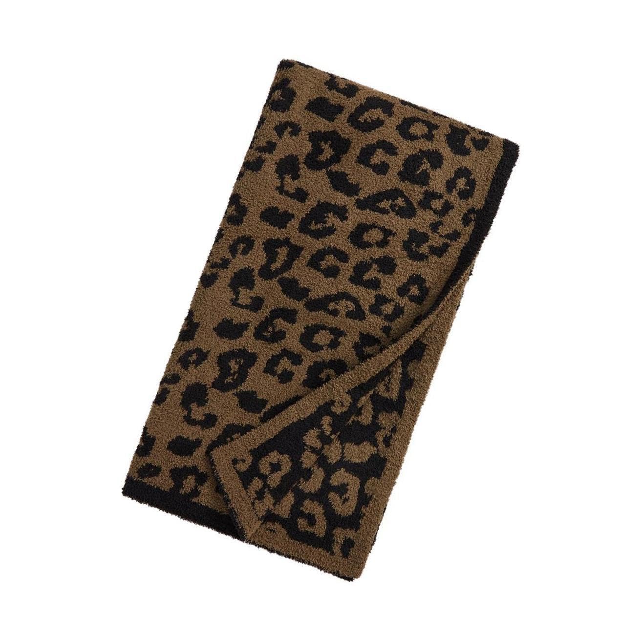 ALCXAZS Elegant Leopard Print Flannel Fleece Throw Blanket Plush and Comfortable Warm Bedspread, coffee 30x35in