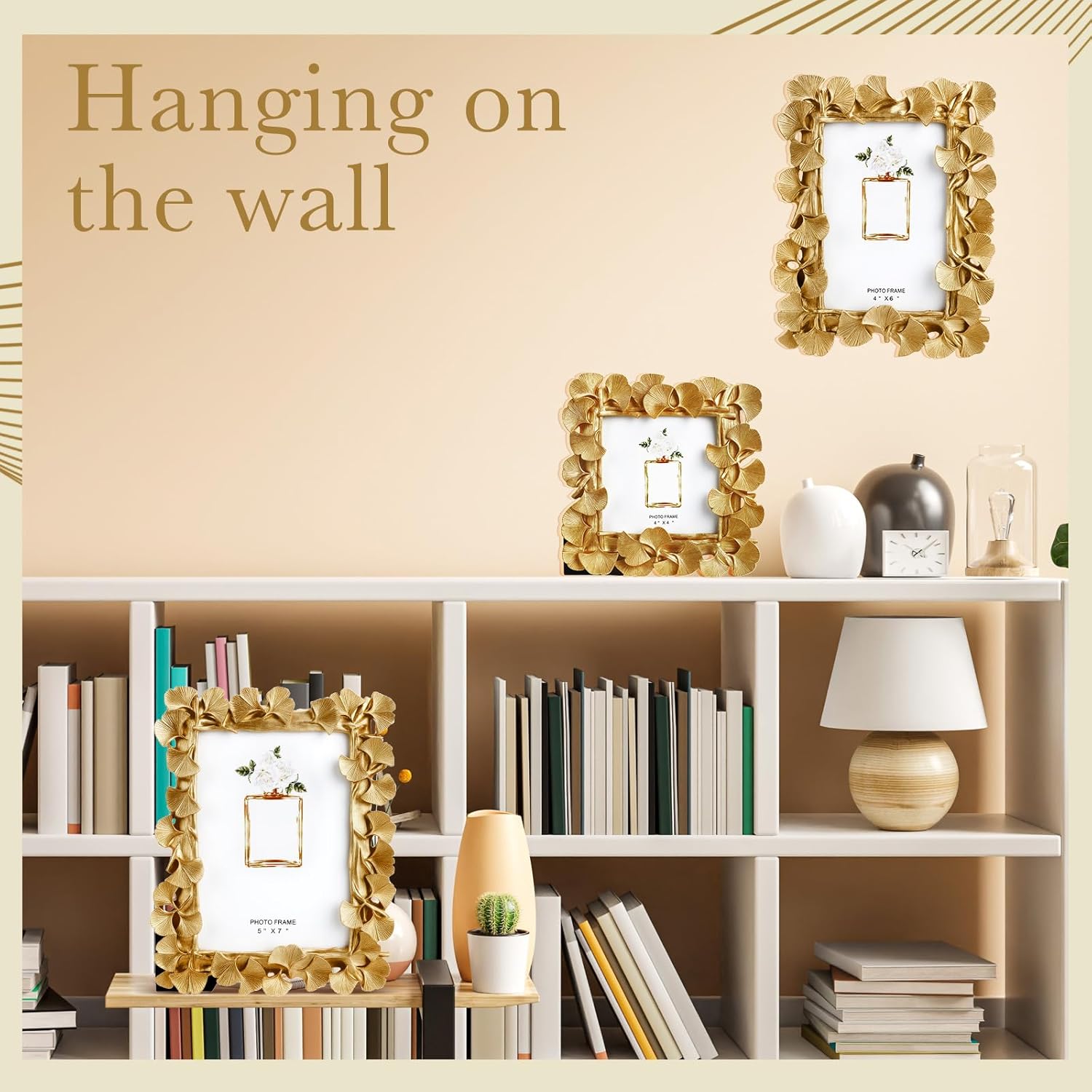 Beeveer 3 Pcs Vintage Gold Photo Frames 4x4,4x6, 5x7 Resin Rectangle Antique Picture Frame with Glass Front and Backboard for Wall Hanging Table Top Display for Home Hotel Wedding(Classic Style)