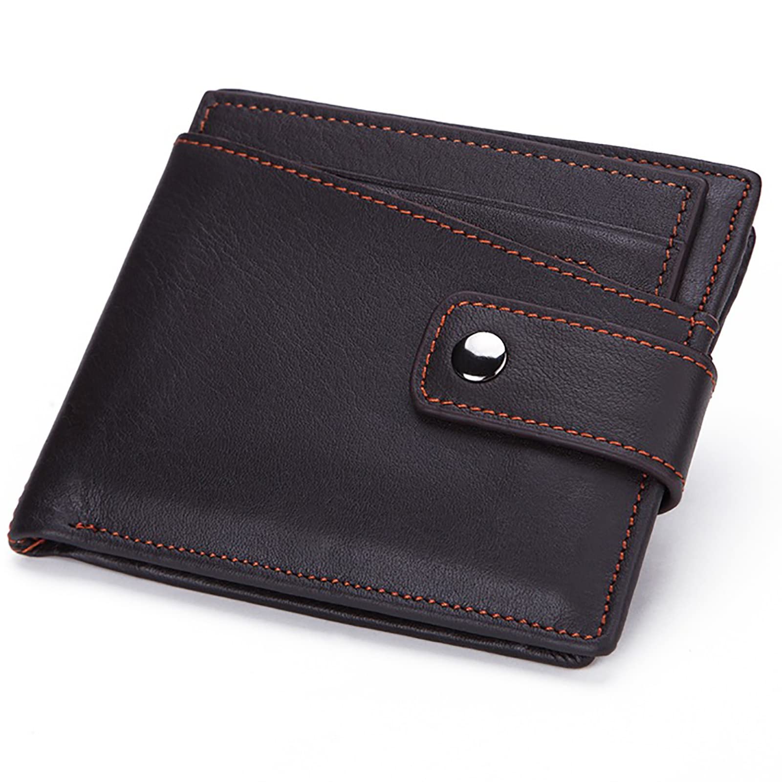 Portafogli, Portafoglio Bifold in Pelle con Tasca Portamonete, Scomparti for Carte di Credito, Finestra for Documenti, Porta Minimalista(Bruin)