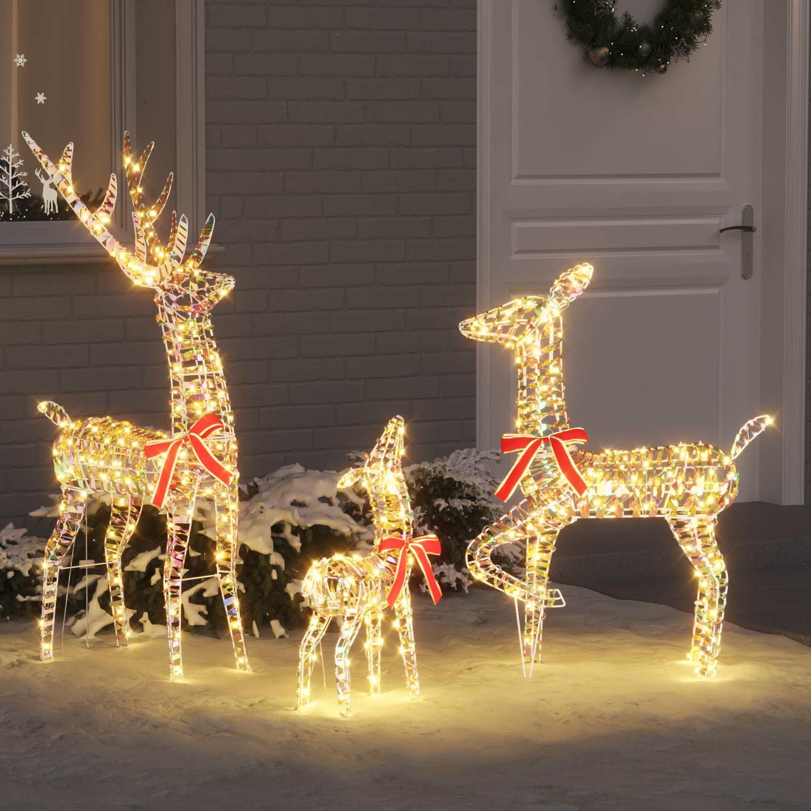 Rentierfamilie mit 300 warmweißen LEDs 3er Set 3D Figuren PET 67 x 26 x 127 cm USB Beleuchtung für Innen Deko Advent Weihnachtsstimmung