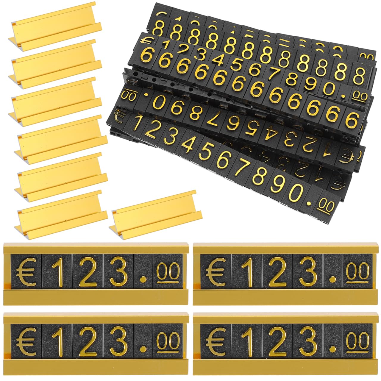PRETYZOOM Gold 16-Piece Adjustable Cube Set: Jewelry Price Marker Signs for Retail Counters