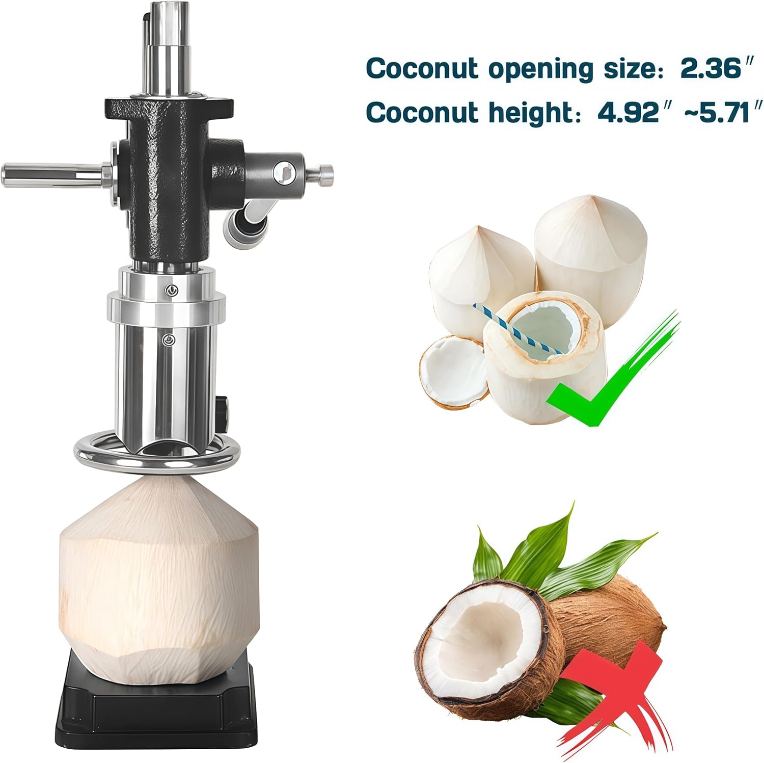 Kolice Coconut Opener Machine, Coconut Opener Tool, Manual Coconut Hole Opening Machine, Opener for Young/Tender/Hairy Coconut, Commercial or Home use Coconut Tool Opener