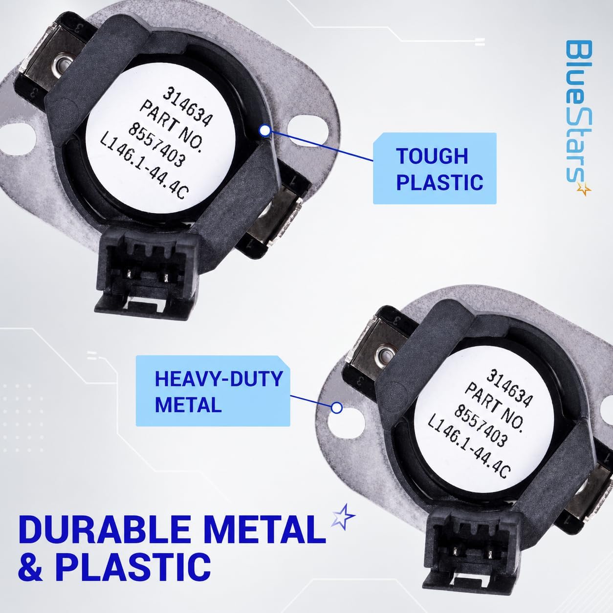 280148 Dryer Thermal Cut Off Kit by BlueStars - Includes 8557403 Thermostat & 8318314 Thermal Fuse - Compatible with Whirlpool Kenmore Maytag Dryers - Replaces 280148VP 1175772 AP3874047 PS991443