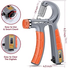 FitBeast Hand Grip Strengthener Workout Kit (5 Pack), 2 Forearm Grip Adjustable Resistance Hand Gripper, Finger Stretcher, Grip Ring & Stress Relief Grip Ball for Athletes, Orange