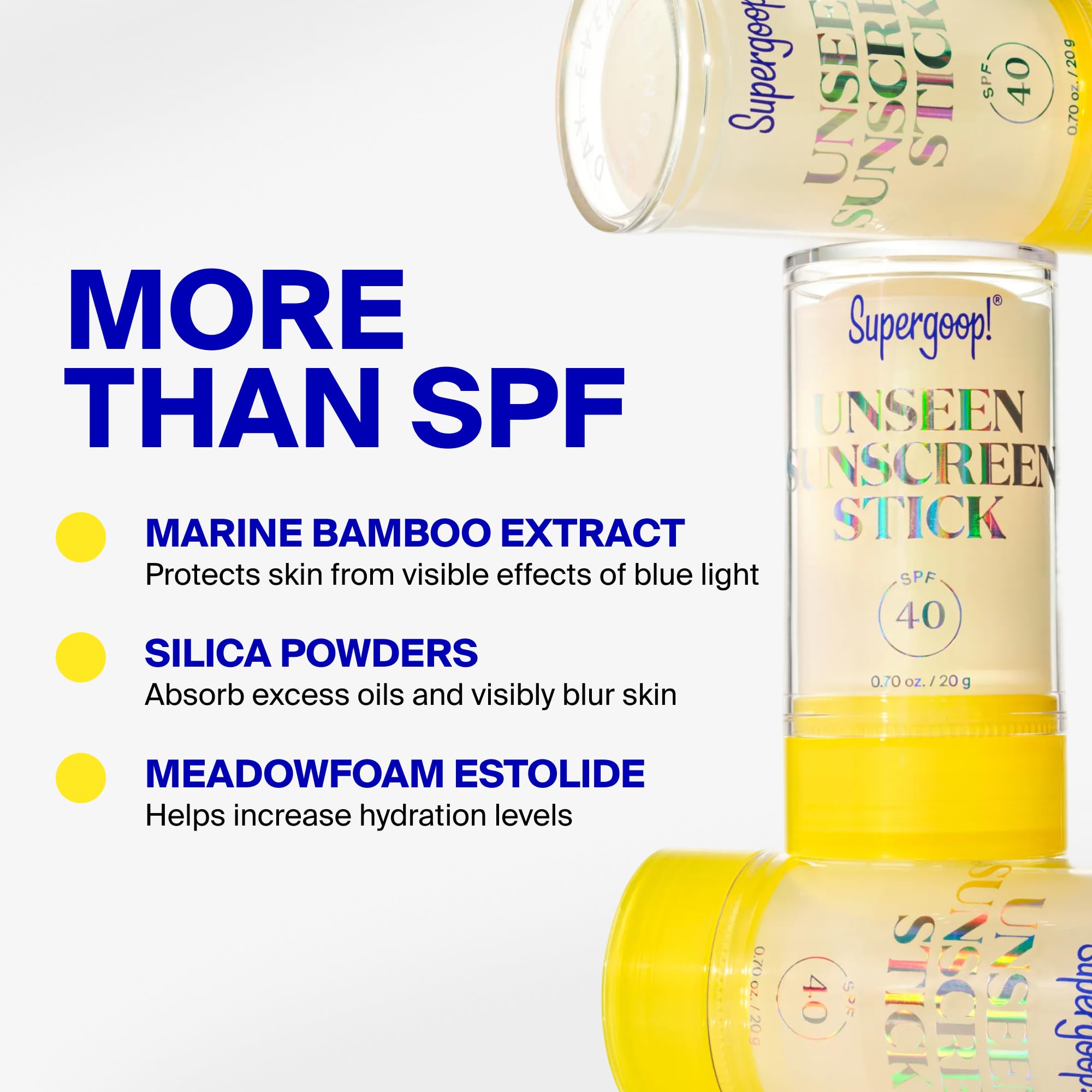 Unseen Sunscreen Stick SPF 40 di Supergoop per protezione solare unisex – 20 ml