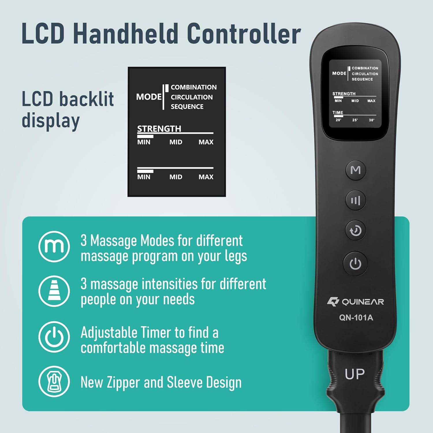 QUINEAR Leg Massager with Compression, 3-in-1 Foot Calf & Thigh Massager and Compression Therapy with Timer, Leg Massage Boots for Circulation and Pain Swelling Edema Relief, FSA-HSA Eligible - Image 6