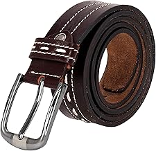 Leather World Mens Genuine Leather Belt Formal and casual Belt for Men (Brown)