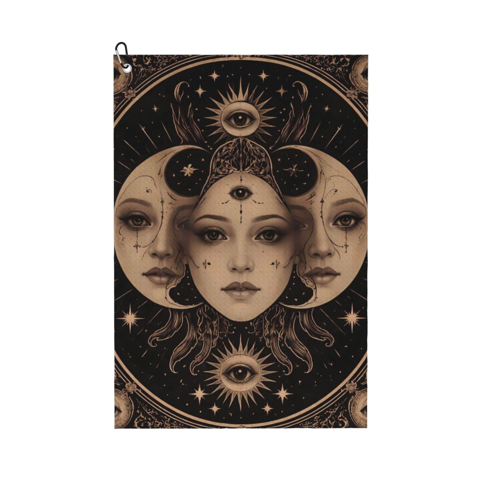 Oudrspo Mysterious Goddess Face Multi-Functional Golf Towel | Absorbent Quick Drying 16x24in