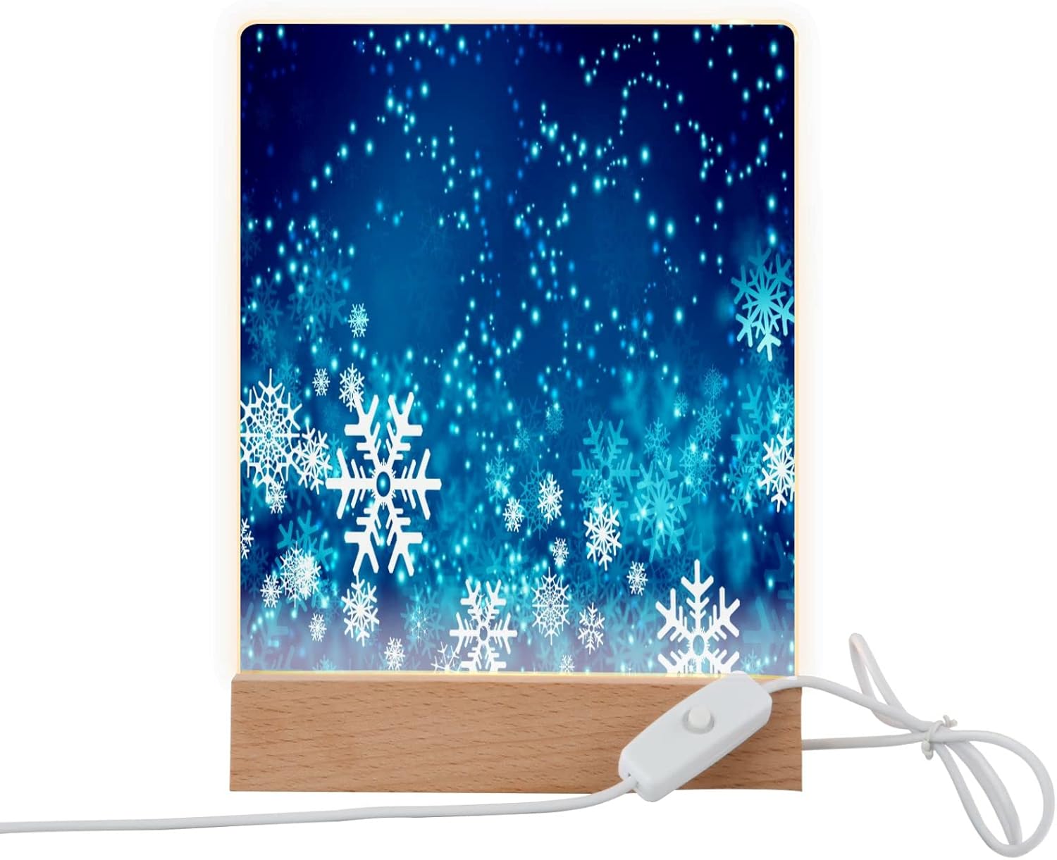 Glitter Winter Snowflakes Night Light Christmas Xmas Photo Night Lights LED Nightlight Lamp with