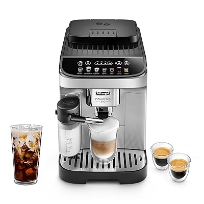 De'Longhi Magnifica Evo Automatic Espresso & Coffee Machine with Auto Milk Frother, Built-in Grinder & Auto-Clean Function - For Latte, Cappuccino, Americano, Iced Coffee, ECAM29084SB , Silver