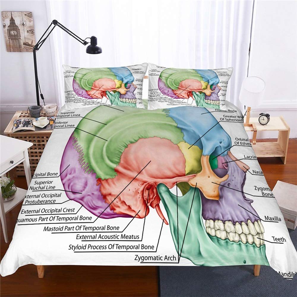 Housse de couette tête de mort et fleurs 220x230 cm pour chambre rock chic