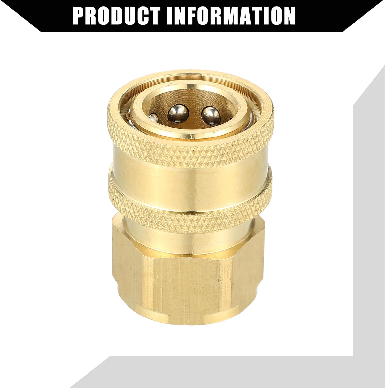 Pressure Washer Coupler/Outer Washer Gun Adapter Universal for Car/Durable Brass 1/2" 19mm ID / 1 Pcs Copper Tone