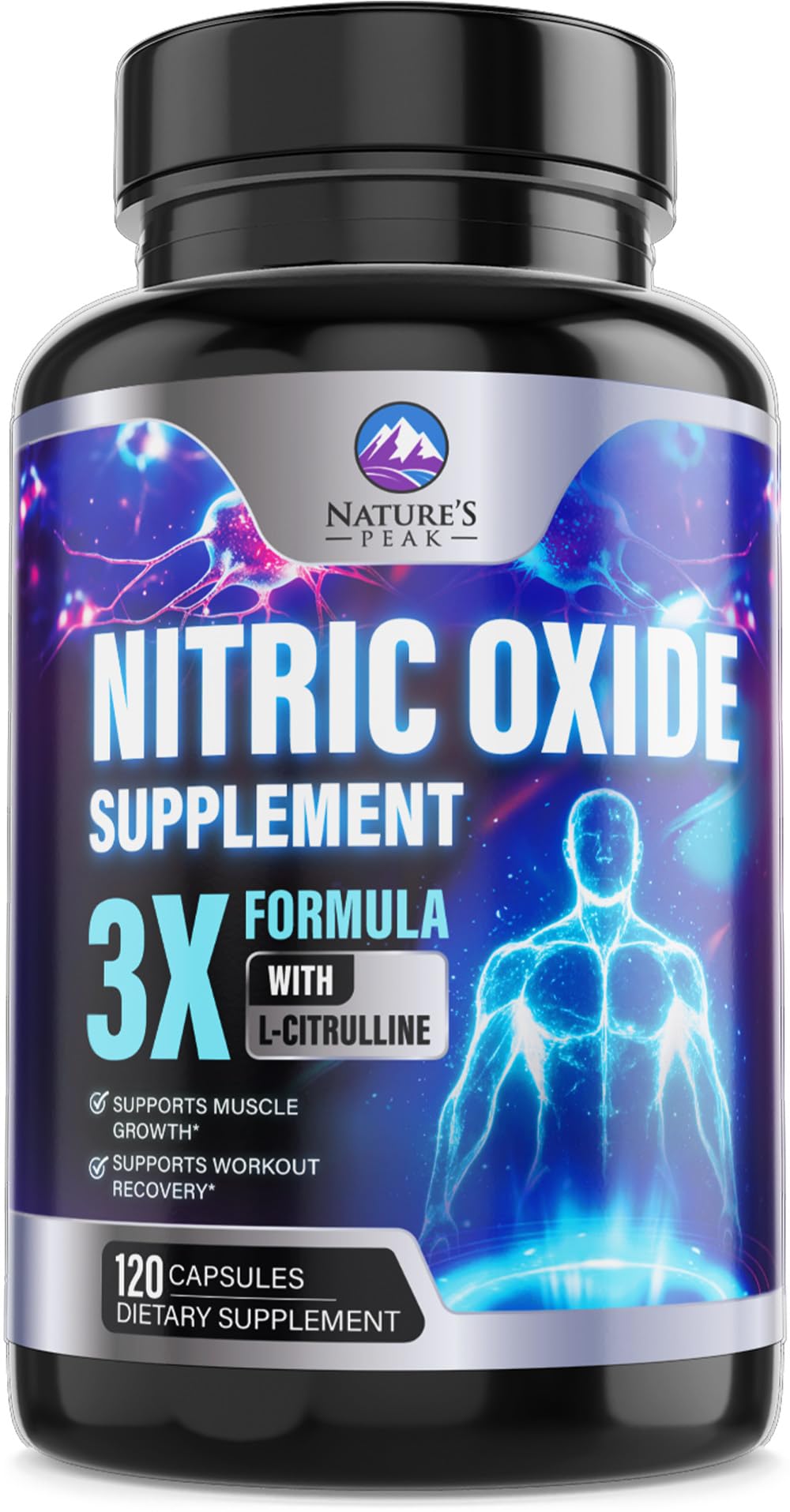 Extra Strength Nitric Oxide Booster - 3X Strength L-Arginine, Citrulline, &amp; Beta Alanine - Premium Nitric Booster Natural Energy, Muscle &amp; Heart Support, Bottled in USA for Men &amp; Women - 120 Capsules