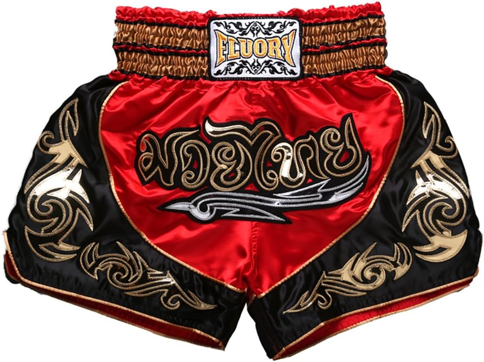 FLUORYFLUORY Muay Thai Fight Shorts, Padded MMA Shorts Clothing Training Cage Fighting Grappling Martial Arts Kickboxing Shorts Clothing, MTSF12RB, X-Large