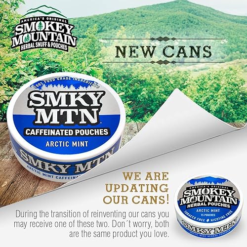 Miniatura 8 de Smokey Mountain Bolsas con cafeína, sabor a café, sin tabaco y sin nicotina, 10 latas, 15 bolsas por lata