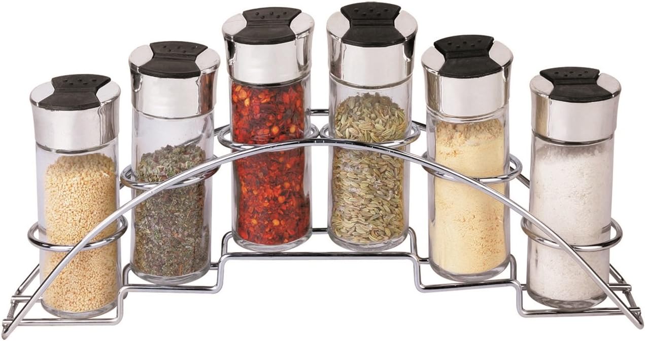 Deluxe 6pc Half Moon Spice Rack Shaker Set