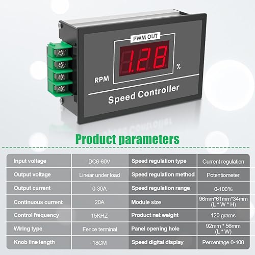 Miniatura 10 de Controlador de velocidad del motor DC Controlador de velocidad PWM DC 12V 24V 60V 500W Motor eléctrico Regulador de control de velocidad de ruedas