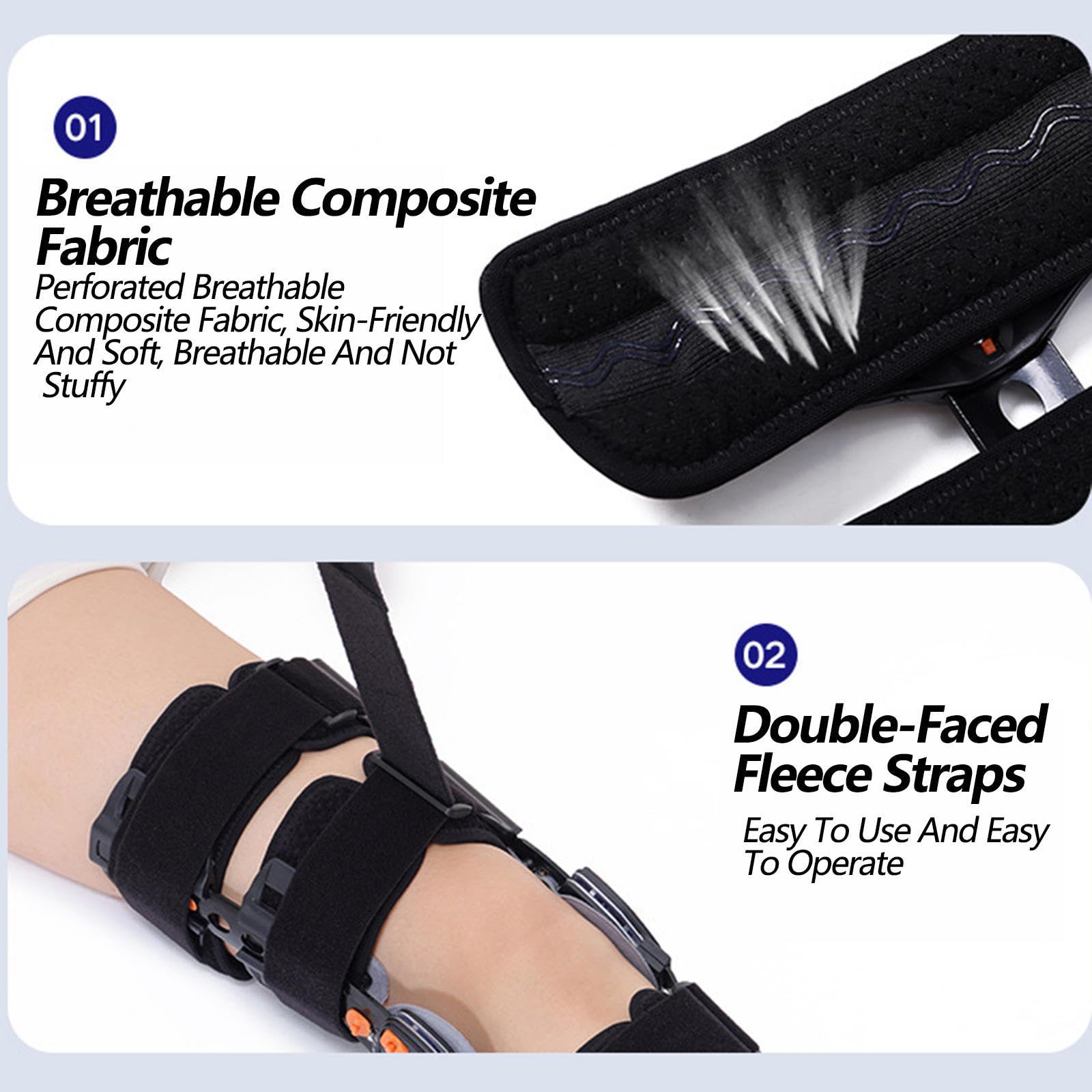Inmovilizador de Rodillera Ajustable con Bisagras, Soporte de Rodilla con Diales de Bloqueo y Estabilizadores Laterales, para Hombres y Mujeres Dolor de Rodilla, Artritis, ACL, PCL