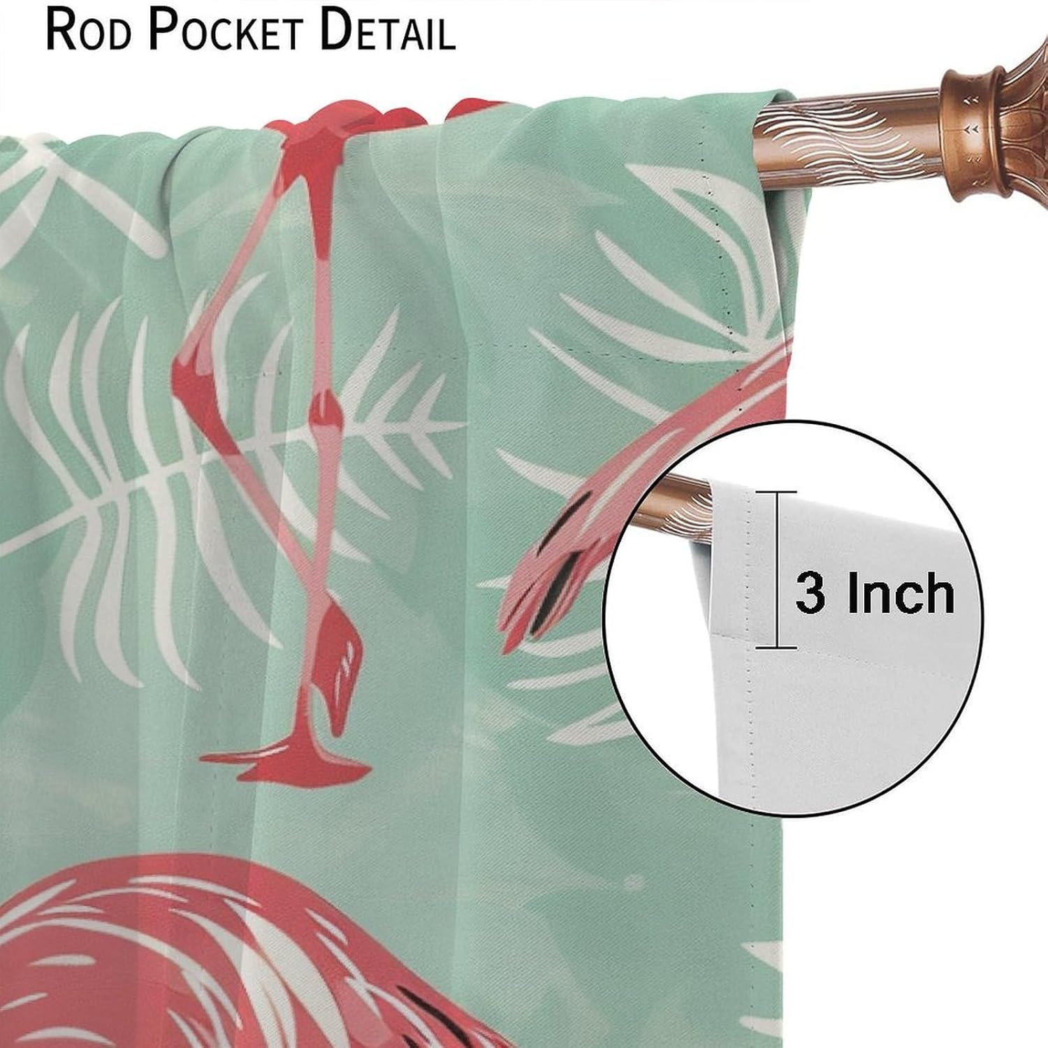 Flamingos Fantasy Blackout Curtains for Bedroom/Living Room, Abstract Palm Leaf Plants Thermal Insulated Curtains Rod Pocket Window Drapes, 2 Panels/Each 31.5" W x 63" L