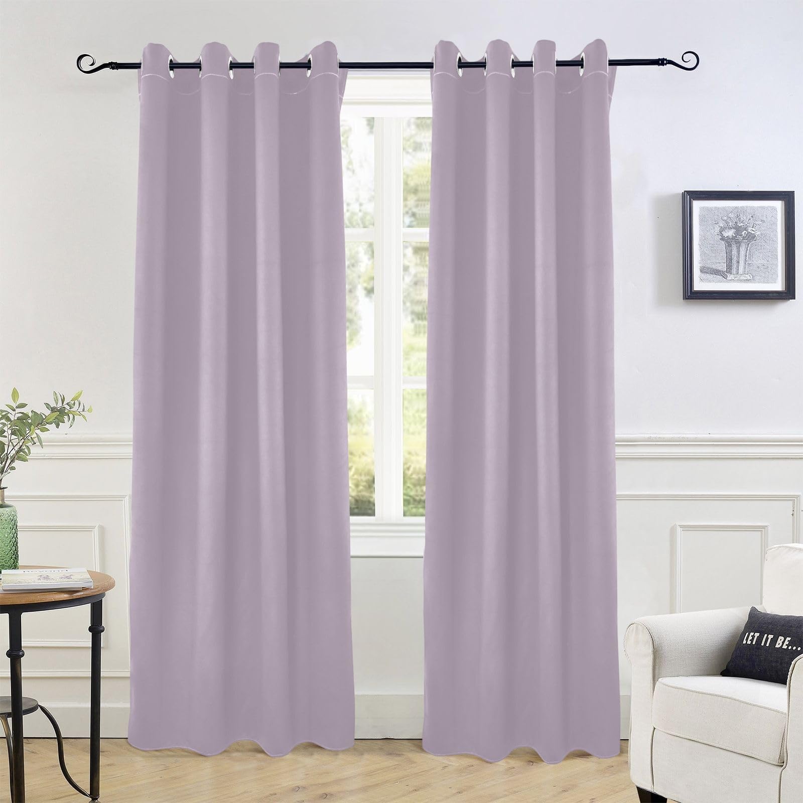 Cortinas Opacas Color Malva Para Dormitorio, Con Aislamiento Térmico Y Ojales, Cortinas Opacas Para Puerta Corrediza, Cortinas Para Ventana, Patio, Sala De Estar (42 Pulgadas De Ancho X 84 Pulgadas De