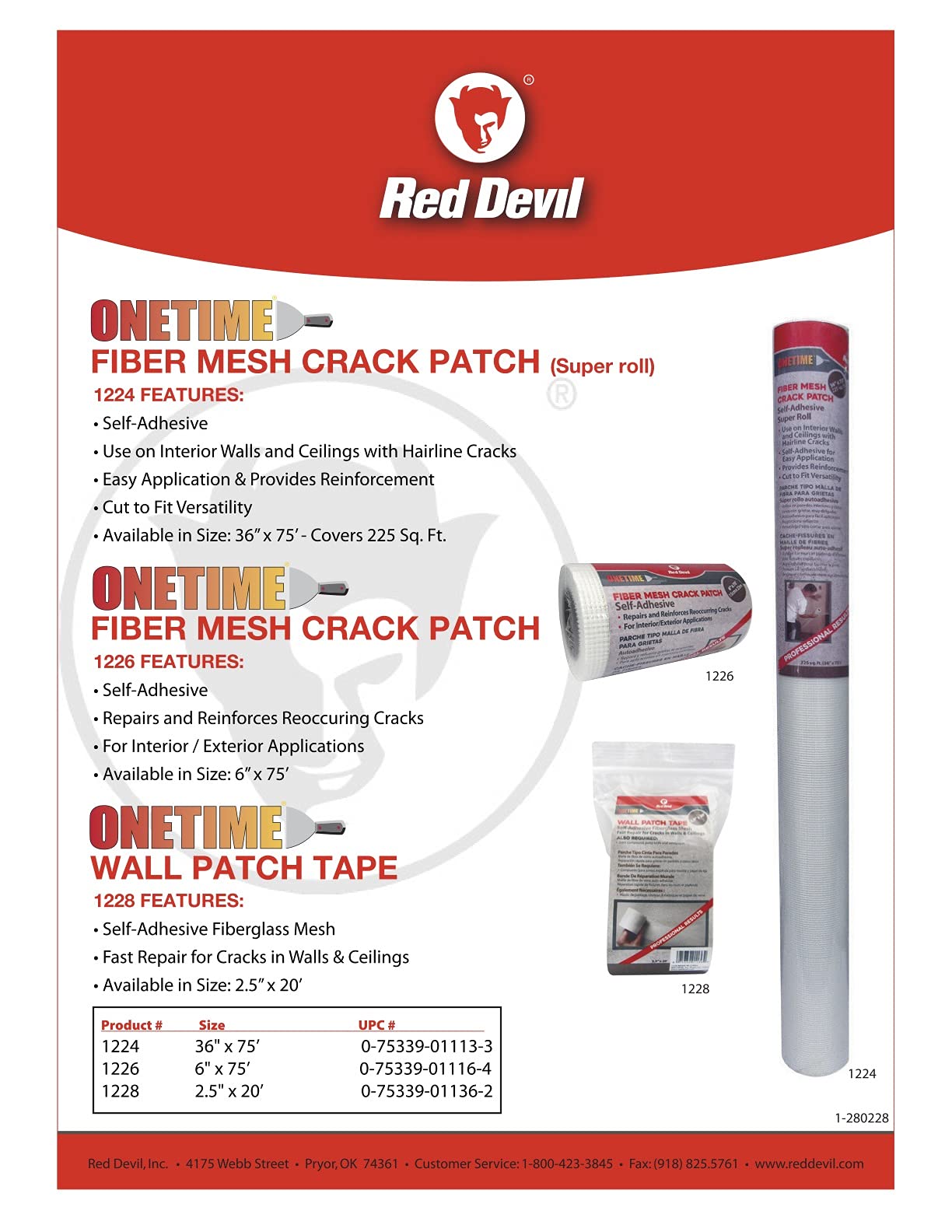 Red Devil 12266 Tela de reparación de pared de 6 pulgadas x 75 pies, 6-Pack