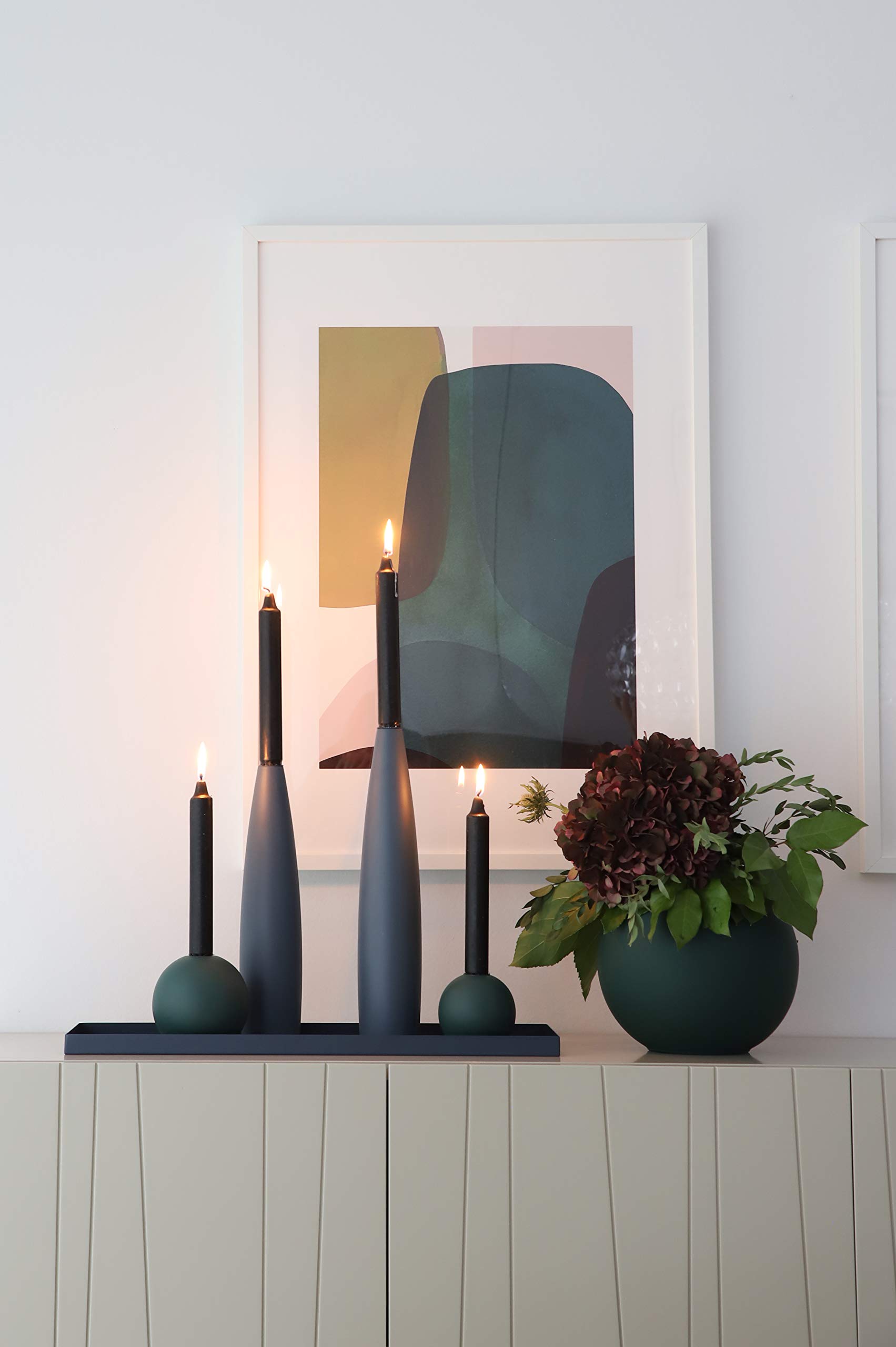Cooee Design Wooden Candle Holder, Dark Green, 8 cm, Dunkelgrün, diameter : 8, H: 7 CM - Image 2