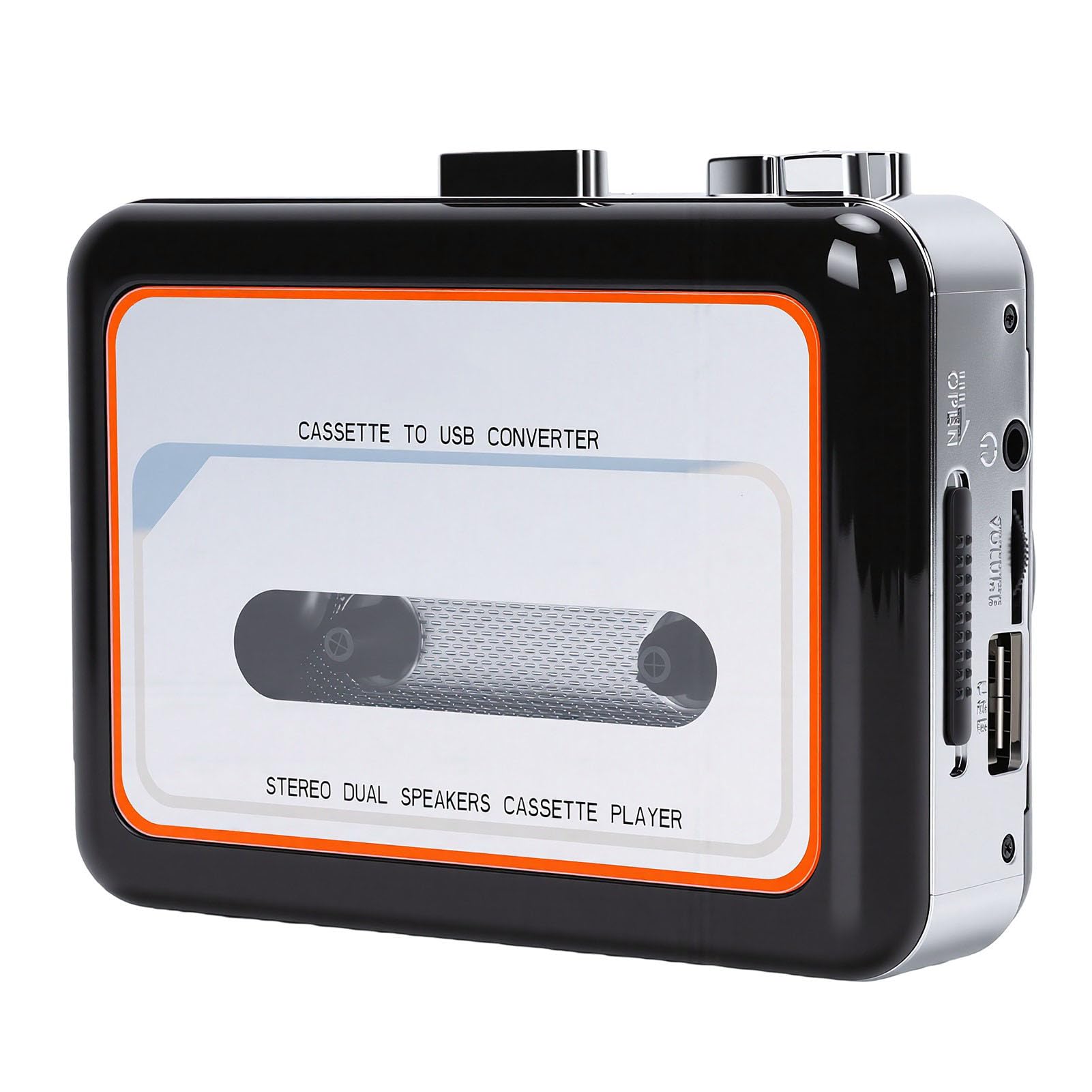 Annadue Lettore di Cassette USB Portatile con Doppi Altoparlanti Integrati per Anziani | Convertitore da nastro a MP3, batterie AA, registratore portatile a doppia alimentazione USB con cuffie da 3,5 mm