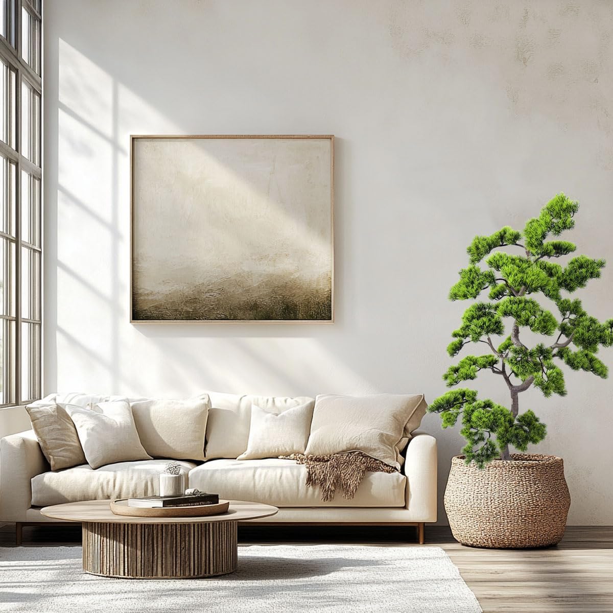 5ft Artificial Bonsai Tree - Large Faux Plants Indoor with Ceramic Pot, Realistic Fake Plants Decor for Home Office, Living Room, Farmhouse Zen Decor