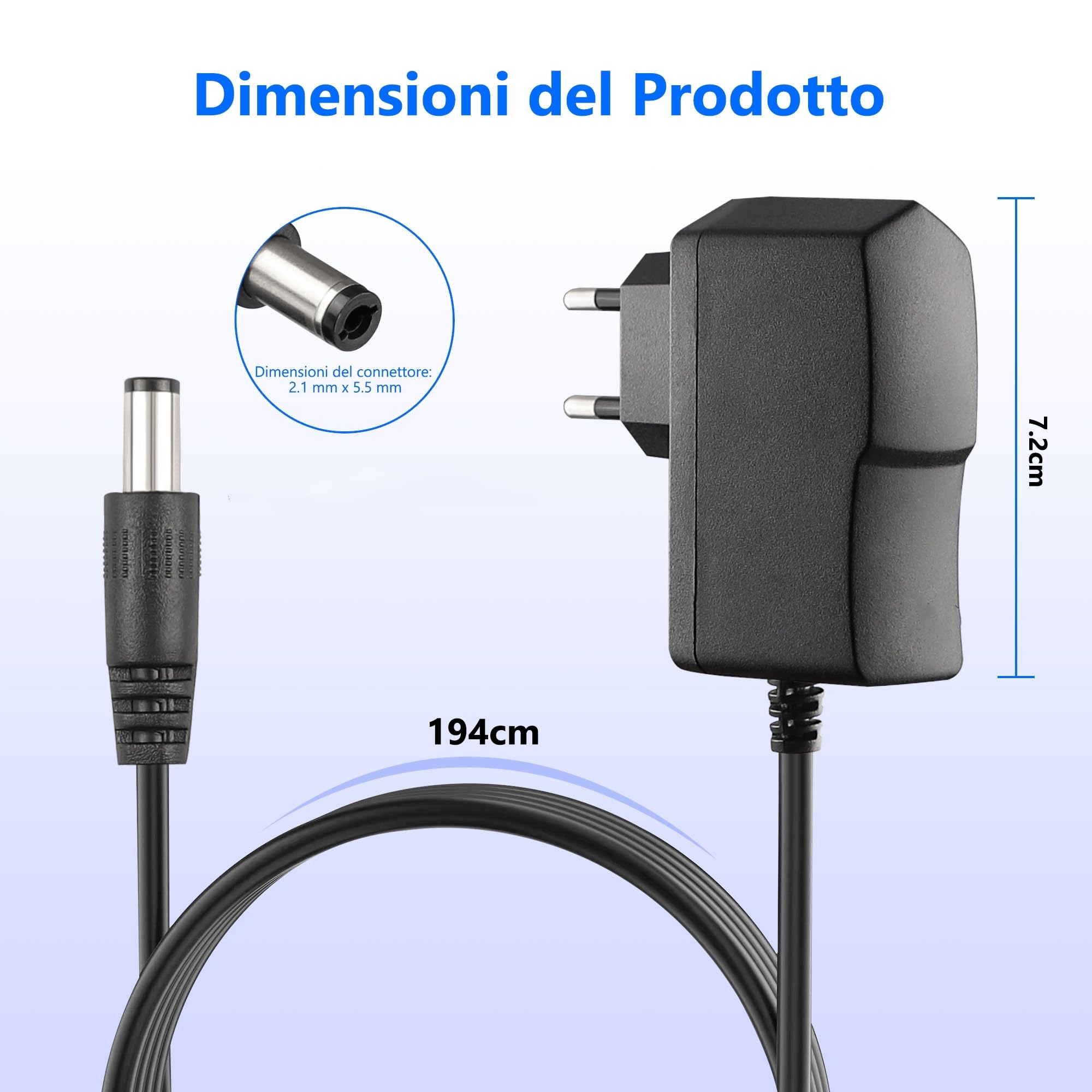 Alimentatore Per Pedaliera Chitarra Alimentatore EPPS 9V Per Processore Effetti Chitarra BOSS GT-10 - Cavo Da 2 Metri, Adattatore Compatibile Adattatore 9V Per Processore Effetti