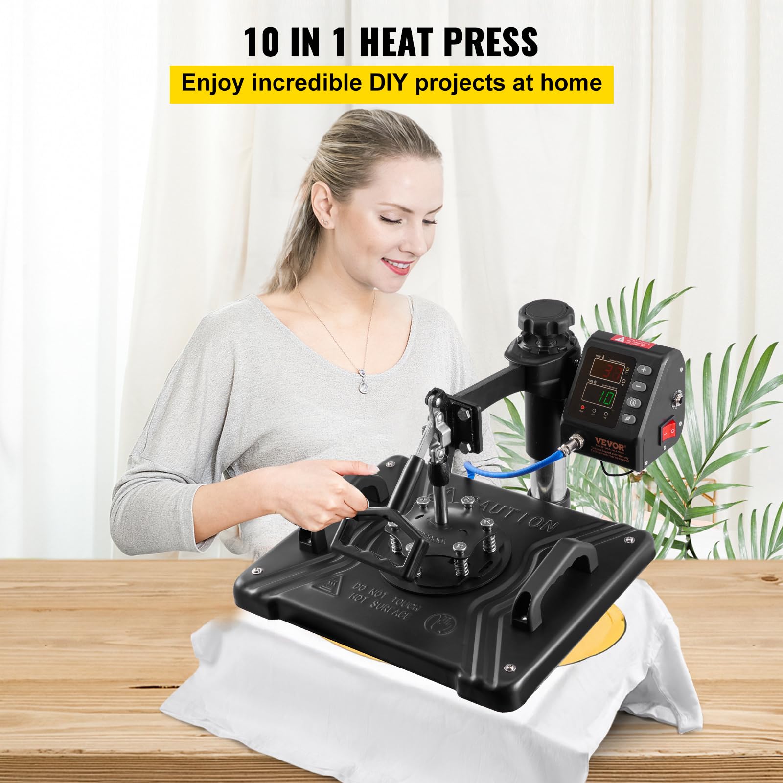 VEVOR Presse à chaleur multifonctionnelle 10 en 1, 30 x 38 cm, presse à transfert rotative à 360°, machine de sublimation, presse à chaleur, presse thermique pour t-shirts, tasses, noir
