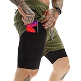 Mens Athletic Shorts 2-in-1 Gym Workout Running 7'' Shorts with Towel Loop