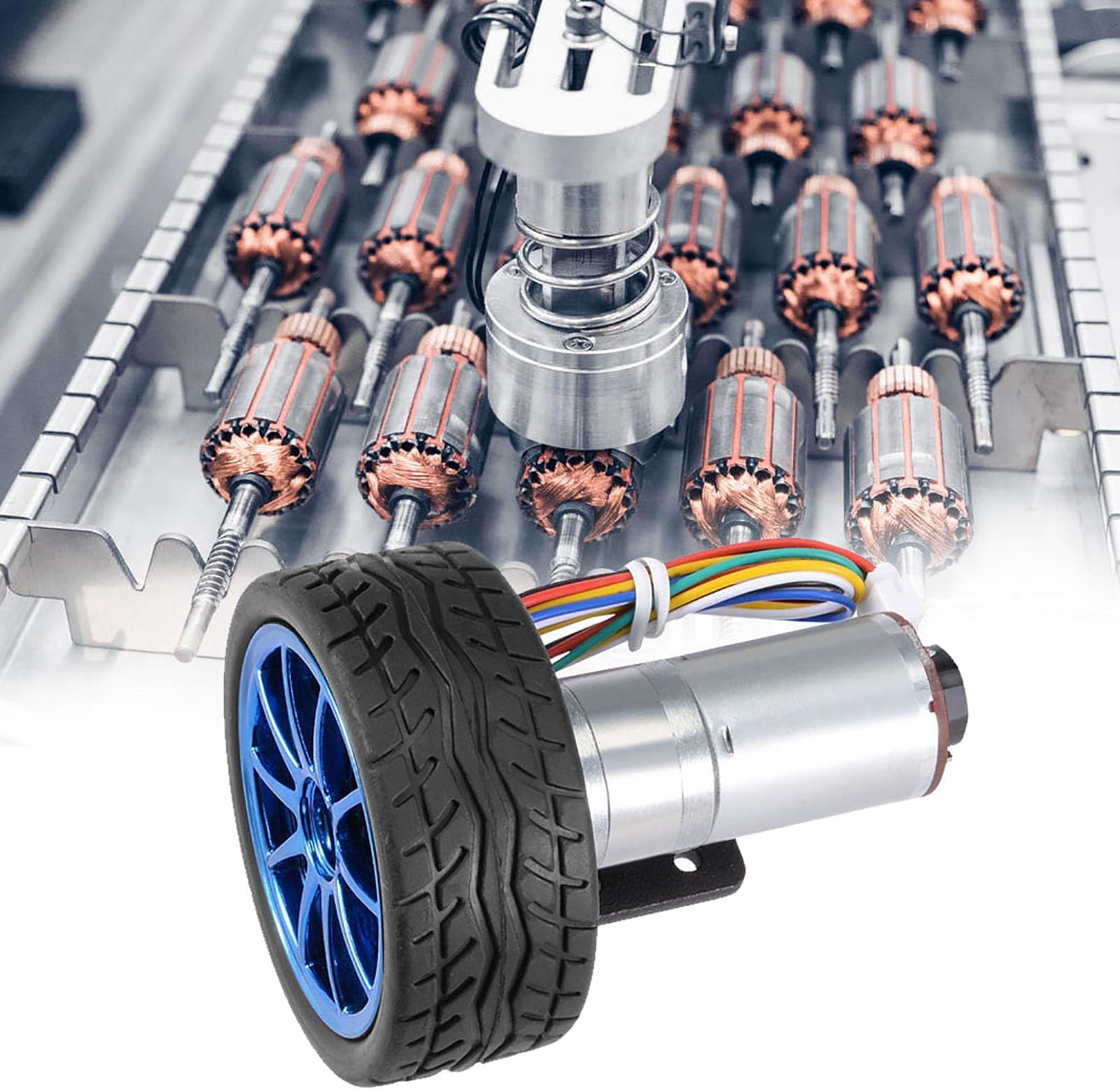 Encoder Gear Motor with Mounting Bracket, 65mm Wheel Kit for Smart Car Robot, DC12V, High-Accuracy Design & Durable (Speed ​​200)
