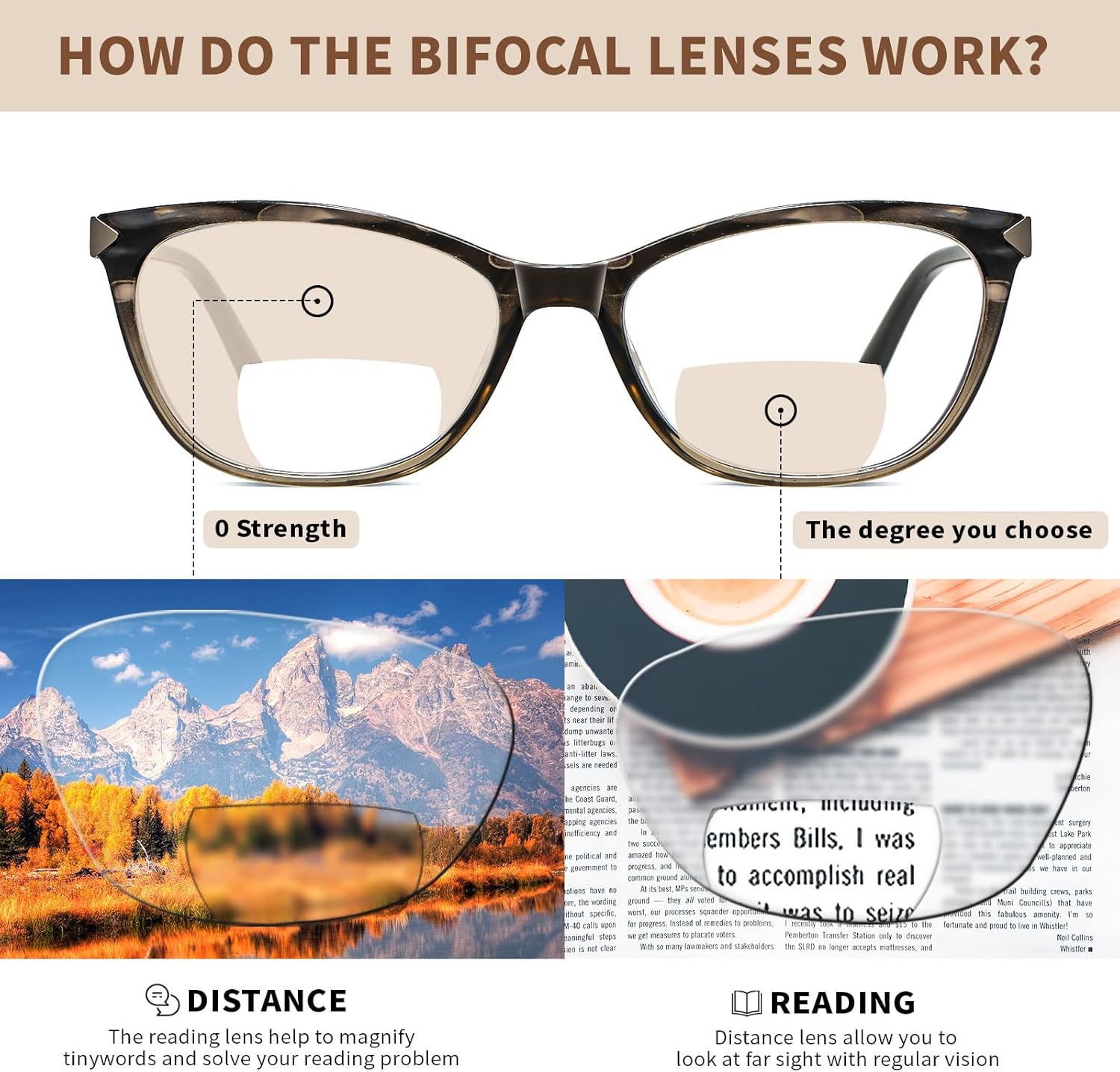 Bifocal Reading Glasses Women Blue Light Blocking With Clear Top Computer Reader Wide Metal Frame Stylish Designer Eyeglasses - Image 4