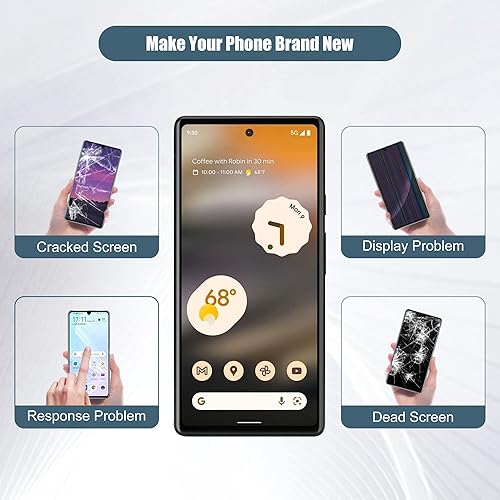 Miniatura 5 de Pantalla digital OLED compatible con Google Pixel 6A GX7AS GB62Z G1AZG 6.1 pulgadas, pantalla LCD táctil con herramientas (compatible con huellas