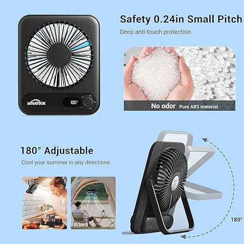 Miniatura 5 de WHATOOK Ventilador personal de escritorio pequeño 5000 mAh 25 horas de batería de oficina, silencioso mini ventilador de escritorio portátil
