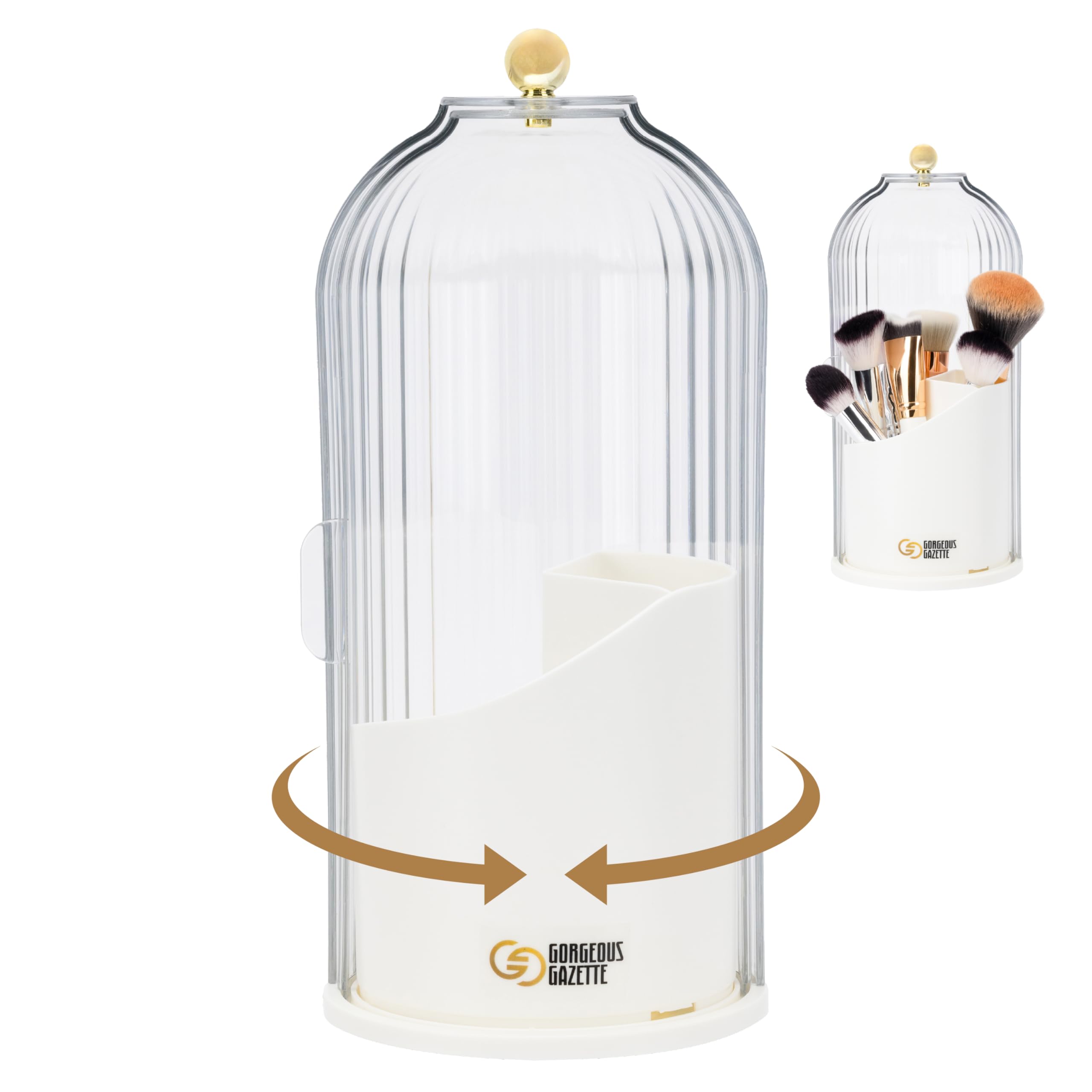 Gorgeous Gazette Transparent - 360° Rotating Makeup Organiser Stylish Storage For Skincare Perfumes & Vanity Must-Haves Easy Access Cosmetics Organiser For Your Dressing Table